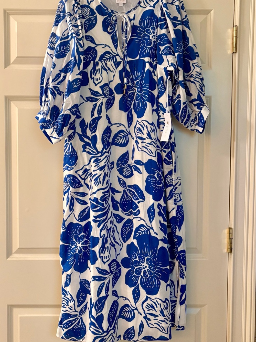 Blue & White Floral Midi Dress